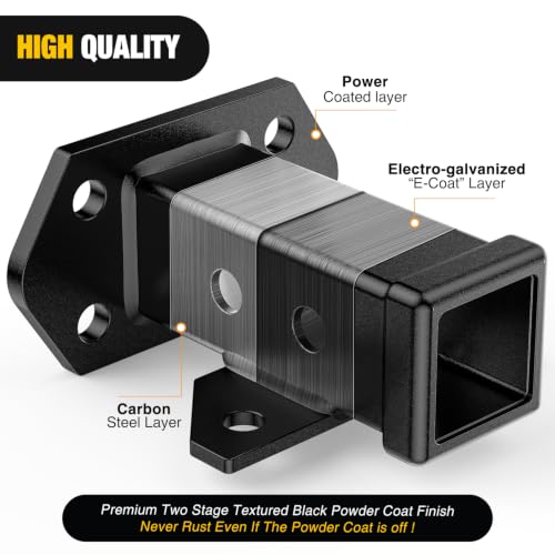 Image of Nilight Bolt-On Tube Receiver 2 inch Base with Arm Hook for Towing and Hauling
