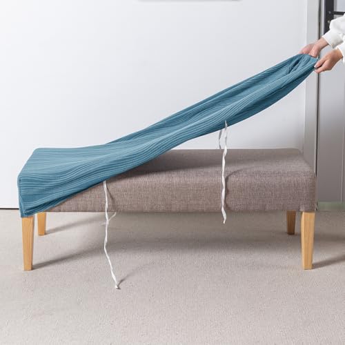 Image of HOKIPO 200gsm Knitting Jacquard Bench Cover, 'Nestiva Series', Sea Blue (AR-6237-BLU)