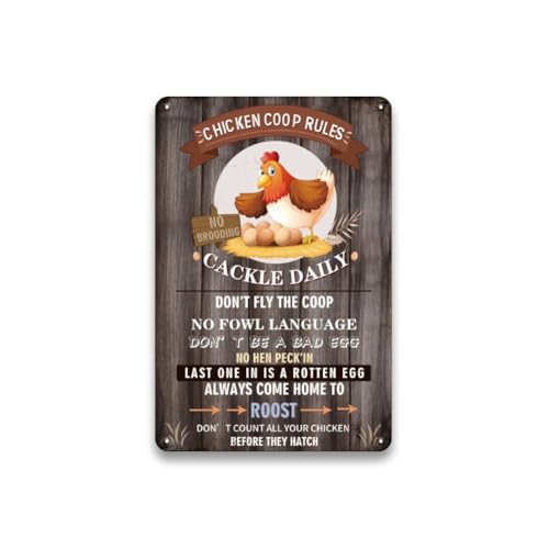 Funny Metal Chicken Coop Sign 8x12 in. Wall Décor