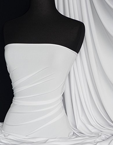 Premium Quality Soft Touch Lycra | Stretch Dressmaking Fabric | Sold by The Metre | 50+ Colours in Stock | Same Day Dispatch | by Tia Knight (Q36) (White, 1 Metre)