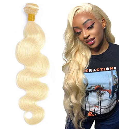 AuokMar 613 Bundles Human Hair Bundles Single Bundle Honey Blonde Body Wave Brazilian Remy Hair 613 Bundles Hair Weave For Women 16 Inch AKM613BB005