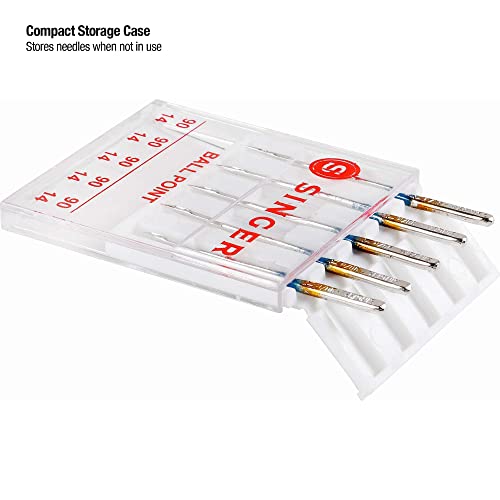 Singer Ball Point Sewing Machine Needles, Size 90/14-5 Count #TOP4