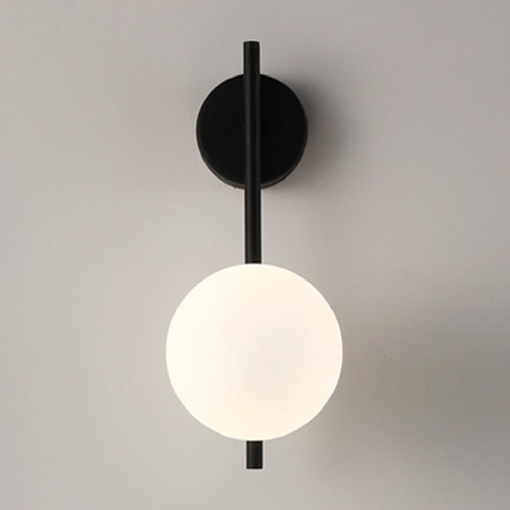 SXECAEPS Round Glass Wall Sconce Indoor Hardwired Bathroom Vanity Light Fixture with Globe Shade, G9 Socket Nordic Modern Lamps for Bedroom Bedside, 1-light