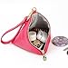 Women Leather Clutch Wallet Triangle Wristlet Purse with Wrist Strap Dark-Pink