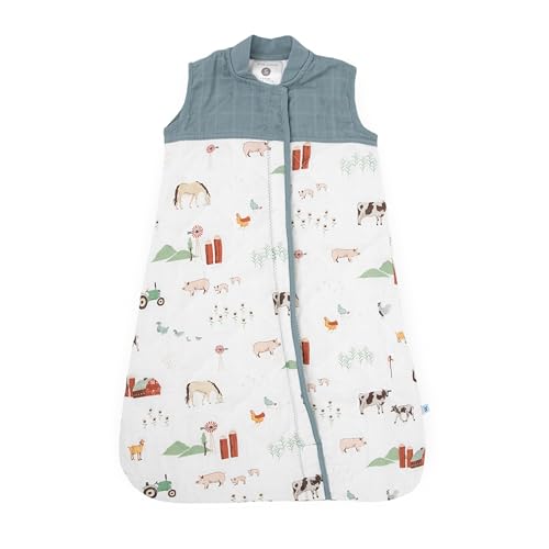 Little Unicorn 18-24 Month Quilted Sleep Sack 2.6 TOG | Soft &amp; Breathable Muslin Cotton for safer sleep | 2 way zipper (Farmyard)