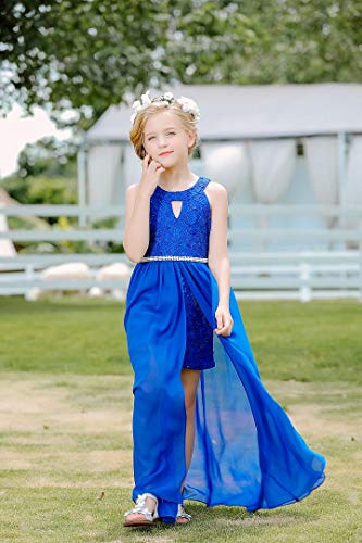 Bow Dream Chiffon Junior Bridesmaid Dresses Girls Wedding Party Rhinestone Maxi Long Evening Gown Dance Wear2