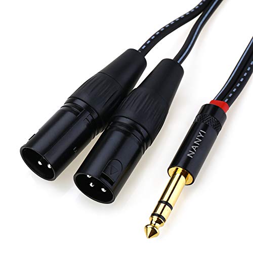 NANYI Câbles audio de séparateur de microphone de 6,35 mm à 2XLR, câble de microphone audio d'interconnexion TRS stéréo mâle à double XLR, adaptateur de séparateur en Y, 3 mètres