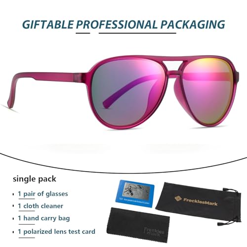 Image of Freckles Mark Classic Aviator Polarized Sunglasses for Men Women Double Bridge Retro 70s 80s Glasses Coloful Shades
