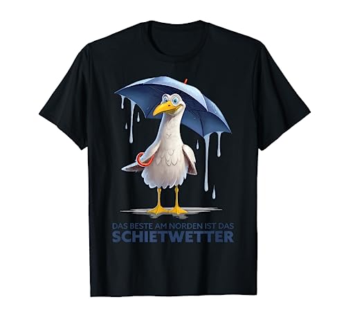 Schietwetter Spruch Möwe Norden Küste Strand Meer Geschenk T-Shirt