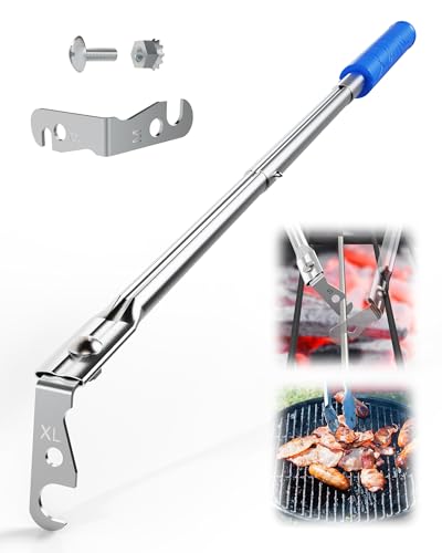 Premium Grill Cleaning Tool - 19.5 Inch Grill Grate Scraper for Outdoor Grills with Round Grates - Outdoor Scraping BBQ Tool Bristle Free Safe and Cleaning the Top and Bottom of Grates