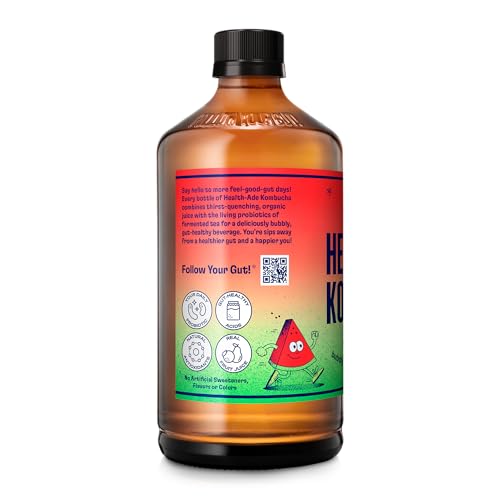 Health-Ade Kombucha Tea Organic Drink, Fermented Tea with Living Probiotics, Detoxifying Acids, Supports Gut Health, Non-GMO, Vegan, Gluten Free, 12 Pack (16 Fl Oz Bottles), Watermelon