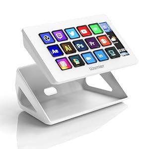 D15 Stream Controller, Production Console for Livestream Audio Video Design, 15 Custom Macro LCD Keys, 1 Side Info Screen Display, Trigger Actions in OBS Studio Streamlabs Twitch YouTube, White