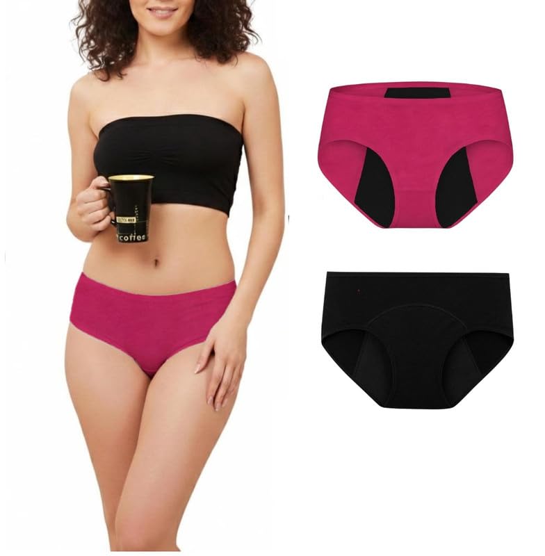 Image of DIVING DEEP Leakproof Period Panty for Women|Reusable Hipster Underwear for Medium to Heavy Flow| No Pad Required, Absorbent & Comfortable Full Breathable| 2 Years Reusable Pack of 2