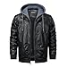 WULFUL Men's Leather Jackets, Faux Leather Jacket for Men Lapel Zip-Up Slim Fit Coat