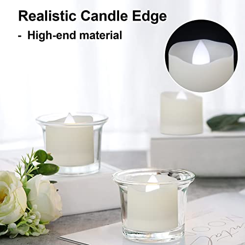 Image of Flameless LED Tea Lights With Remote - Battery Operated Votive Candles With Timer, 200H, Unscented Outdoor Flickering White Flame - 1.3 inch Set of 6