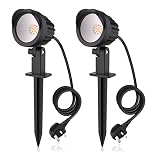 MEIKEE Garden Spot Lights 7W 500LM Outdoor Spike Lights led Lawn Light IP66 Waterproof Spot Light with UK Plug LED Landscape Lights Decorative Light for Patio Yard Pathway Warm White 2 Pack