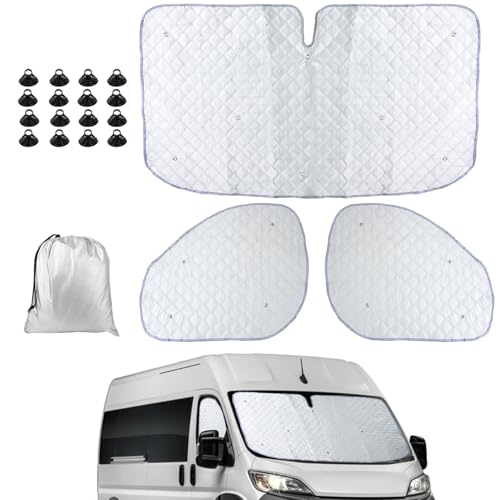 Junhui 3 Pièces Thermique Voiture Remplacement Compatible avec Fiat Ducato AB 2006, Thermique Voiture Kit, Protection Solaire Pare-Brise
