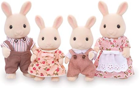 Calico Critters, Sweetpea Rabbit Family, Dolls, Dollhouse Figures, Collectible Toys, 3 inches