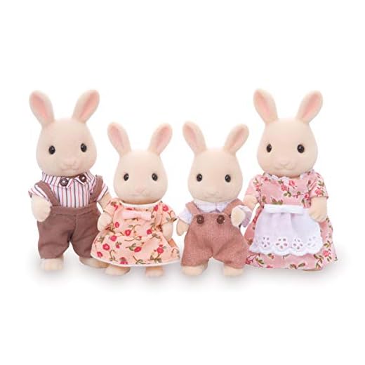 Calico Critters, Sweetpea Rabbit Family, Dolls, Dollhouse Figures, Collectible Toys, 3 inches