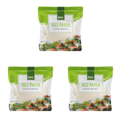 Image of Jvapa Rice Paper Sheet - 400Gms (Gỏi cuốn) | Round | 22 cm | Gluten-Free | Perfect for Salad roll, Summer roll, Fresh spring roll (Pack of 3)
