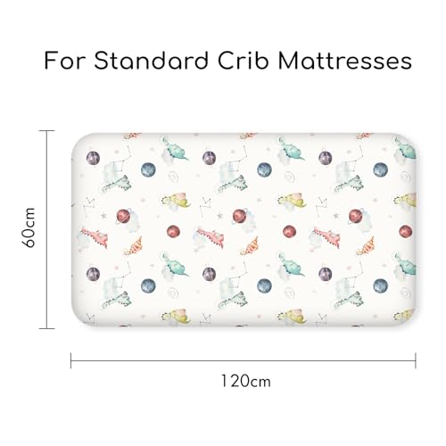 Image of Nap Mat Sheet 47 inchx24 inch, 3 Pack Dinosaur Baby Crib Sheets Fitted Elastic Corners, Preschool Day Care Rest Mat Cover, Soft Breathable - Compatible with Regalo My Cot, Joovy Travel Cot