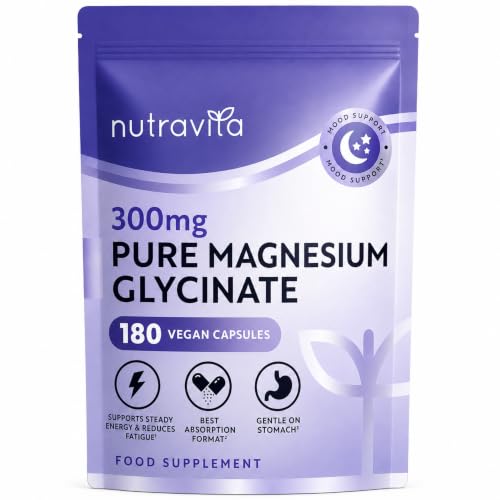 Nutravita Magnesio Glicinato Puro 300 mg – 180 Cápsulas Veganas
