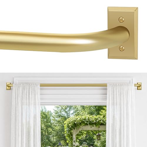 ZYRW Gold Curtain Rod Room Darkening Rods for Windows 28 to 48 Inches(2.3-4Ft) Wrap Around Curtain Rods Heavy Duty Blackout Drapery Modern Decorative Window Treatment Rod Gold