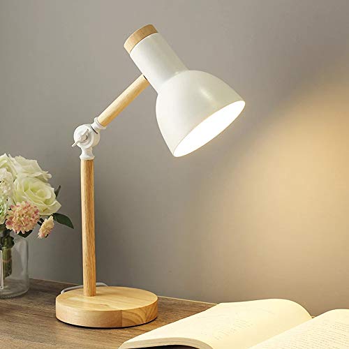 Lámpara de escritorio clásica Lámpara de lectura LED en madera clásica, Lámpara de mesa vintage E27 Lámpara de trabajo ajustable, para lámpara de oficina, Lámpara de noche para dormitorio Cover