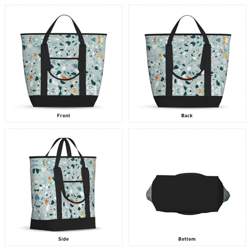 Terrazzo Marble Pastel Print Tote Bag Adult Heavy Duty For Picnic Beach Camping Large Capacity Insulated Tote Bag2
