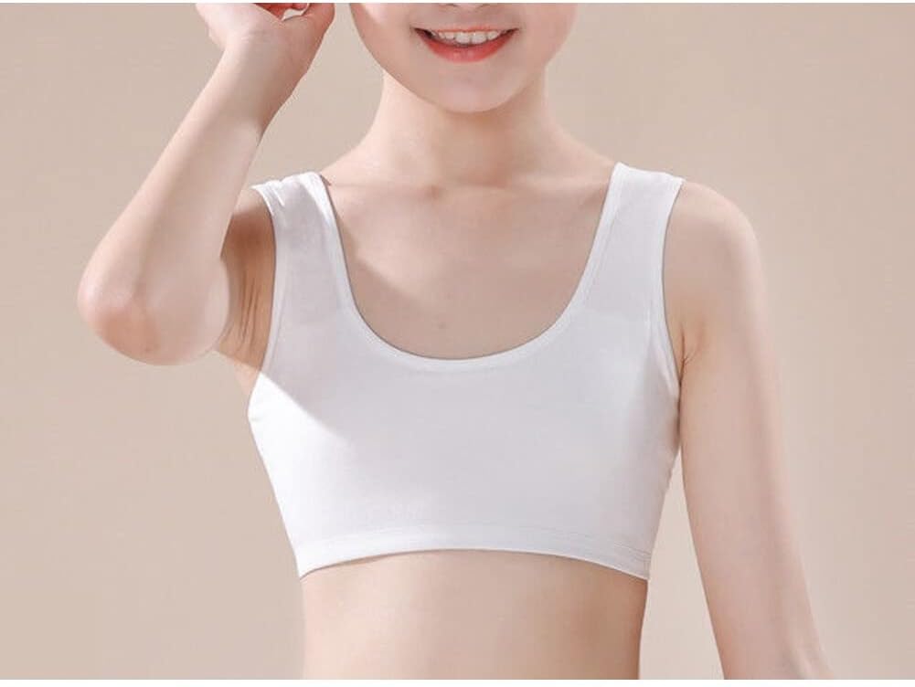 4 Pack Girls Unpadded Bra Seamless Breathable Cotton Bra Wireless Lightweight Sports Bras Girls Crop Tops for 9-14 Years Black - Image 6