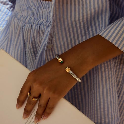 MUYAN Silver Gold Cuff Bracelet for Men Women Adjustable Vintage Tribal Jewelry4