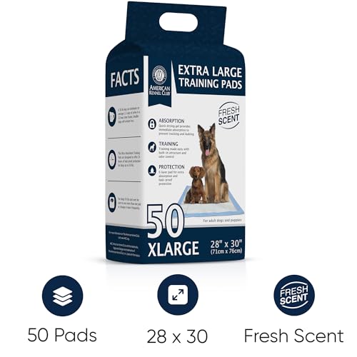 Image of American Kennel Club Scented Puppy Training Pads with Ultra Absorbent Quick Dry Gel - 28 x 30 Pee Pads for Dogs - Fresh Scented - 50 Count, XL (Pack of 6)