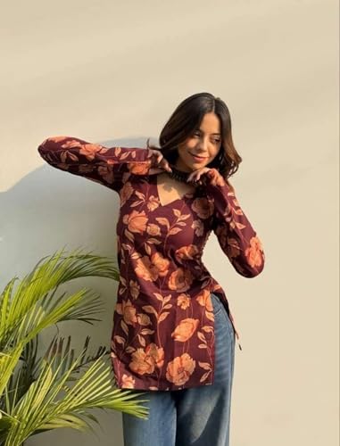 Image of ANNI Designer Cotton Short Kurti for Women | Stylish Kurti | Short Kurti Top | Casual Kurta for Women | Comfortable Cotton Kurtis for Womens