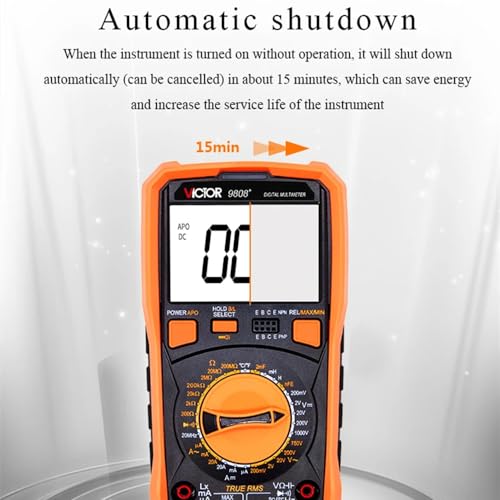 Image of Victor VC9808+ Digital Multimeter 1999 Counts Volt Meter Measures DCV, ACV, DCA, ACA, Resistance, Capacitance, Diode and Triode (Victor VC9808+)