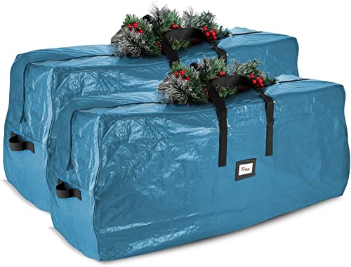 Image of Hearth & Harbor 9 ft Christmas Tree Storage Bag - Artificial Christmas Tree Bag with Reinforced Handles, Dual Zipper, Wide Opening - Large Storage Container for Trees and Decorations, 2 Piece set