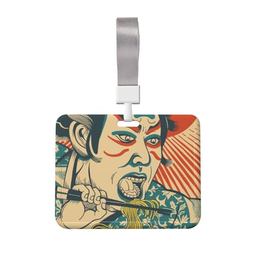 IDカードホルダー ラーメン 拉麺 侍 レトロ 浮世絵 名刺ホルダー ネームホルダー 名札ケース 定期ケース 薄型 吊り下げ名札 IDカードケース おしゃれ パスケース 社員証 学生証 通勤 通学 贈り物