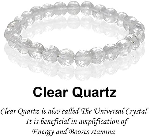 Aleafa Armlet Presents Clear White Quartz Bracelet in Diamond Cut Beads for Men and Women (8Mm) #Aport-4288