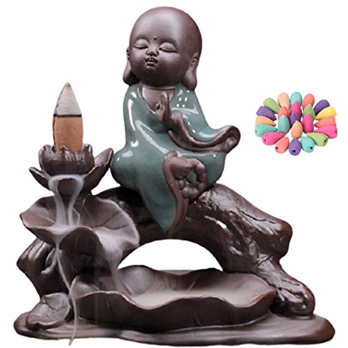 WYYUE Brûleur D'encens À Reflux, D'encens Forme De Cône Brûleur À Encens en Céramique avec 20 Cônes D'encens pour Ornement De Yoga À Domicile Zen,Love Cover