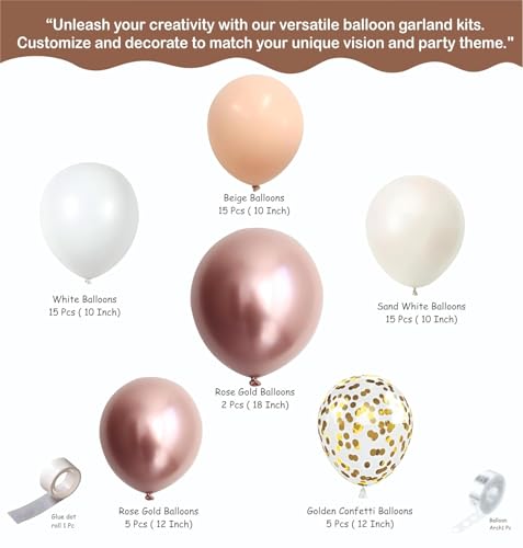 Image of Balloon Decoration Kit - 59 PCS Beige for Birthday Parties, Weddings, Anniversary and Events | Pastel Balloons Garland Set | Birthday Decoration Items for Kids & Adults