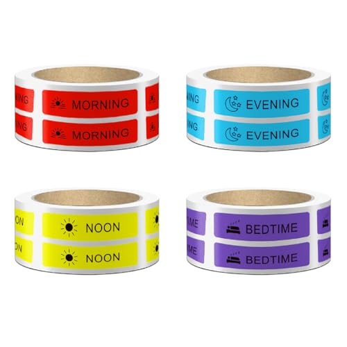 2000 Pcs Pre-Cut Medicine Stickers Medication Instruction Labels Morning Noon