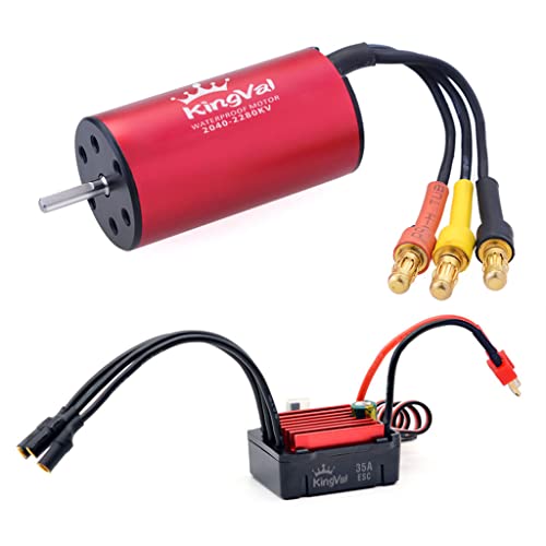 KingVal Replacement 2040 2280KV Waterproof Brushless Motor Shaft 2.3mm with 35A Brushless ESC Compatible with 1/16 1/18 RC Car