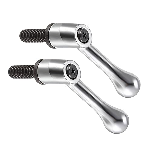 Image of Clamping Lever Handles, M10 x 25mm Male Thread, Adjustable Quick Release Locking Rotating Bolt Knobs Silver Tone - (Applications: for Lathe Machinery), 2-Pieces