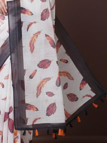 Image of AKHILAM Women's Multicolor Litchi Silk Ethnic Motif Print Saree With Unstitched Blouse Piece|sarees for women | litchi silk sarees