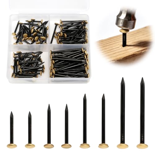 Juego de 120 clavos de acero (20/25/30/40 mm) – Clavos endurecidos para hormigón, ladrillo y madera – Sin taladrar, clavos de pared inoxidables con caja de almacenamiento