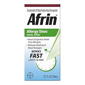 Afrin Allergy Sinus Nasal Spray – Fast and Powerful Nasal Decongestion From Allergies, For Adults and Children 6 Years and Older, 0.50 Fl Oz (Pack of 1)