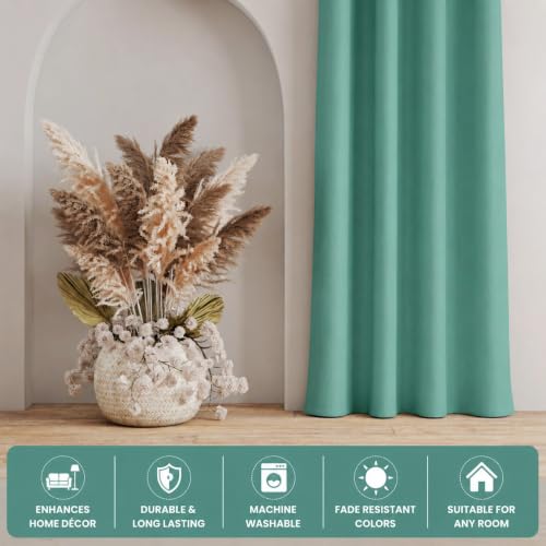 Image of LaVichitra 1 Piece Solid Premium Blackout Curtain - Thermal Insulated, 3 Layered, 100% Opaque Window - 4 feet, Aqua Blue