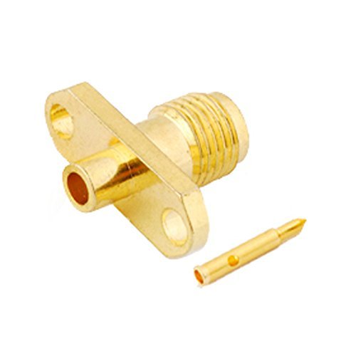 5pcs Rf Wire Coaxial Cable Terminal Copper Alloy Connector Rp-SMA Female 2-Hole Flange Panel Solder for Rg405 0.086 Ships from USA