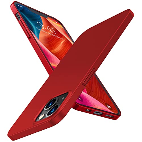 TORRAS Slim Fit Compatible for iPhone 13 Mini Case, Ultra-Thin Lightweight Full Protection Matte Hard PC Compatible for iPhone 13 Mini Phone Case with Secure Grip 5.4 inch, Lucky Red