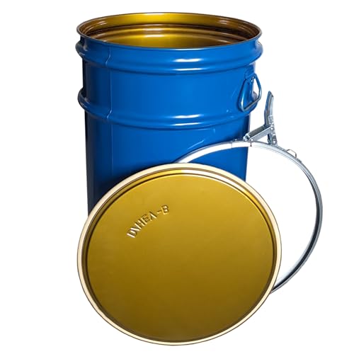 plasteo® Hobbock stalen vat met deksel, 60 liter, antracietgrijs, UN- goedkeuring, made in DE, opslag, transport en opslag, robuust, stabiel, luchtdicht afsluitbaar