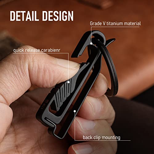 Fegve Duty Belt Key Holders Titanium Carabiner Keychain Belt Clip With Keyring For Keys,Gifts For Men Dad (Black - Bk1) #TOP1